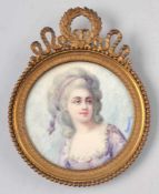 Miniaturbild Öl/Elfenbein. Runde Form. Porträt der Gräfin Sophie Potocka. Nach einer Vorlage wohl v.