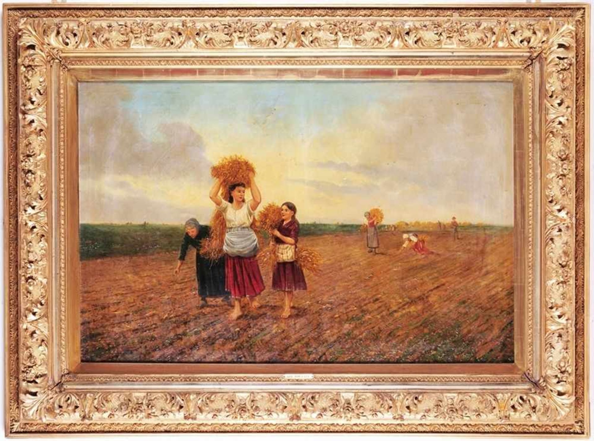 Bolzani, Giacomo (Italienischer Maler, um 1900) Öl/Lwd. Ährenleserinnen auf dem Feld. R. u. sign. U.