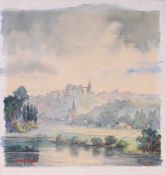 Wagler, Karl (Leisnig 1887 - 1975) Aquarell/ Papier. Blick auf die Burg Mildenstein in Leisnig