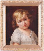 Unbekannt (Deutscher Maler, um 1900) Öl/Karton. Porträt eines Kindes im weißen Hemdchen.