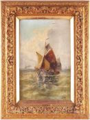 Otte, C. (Deutscher Maler, 19. Jh.) Öl/Lwd. Marinebild, Segelboot mit Besatzung auf hoher See. R. u.
