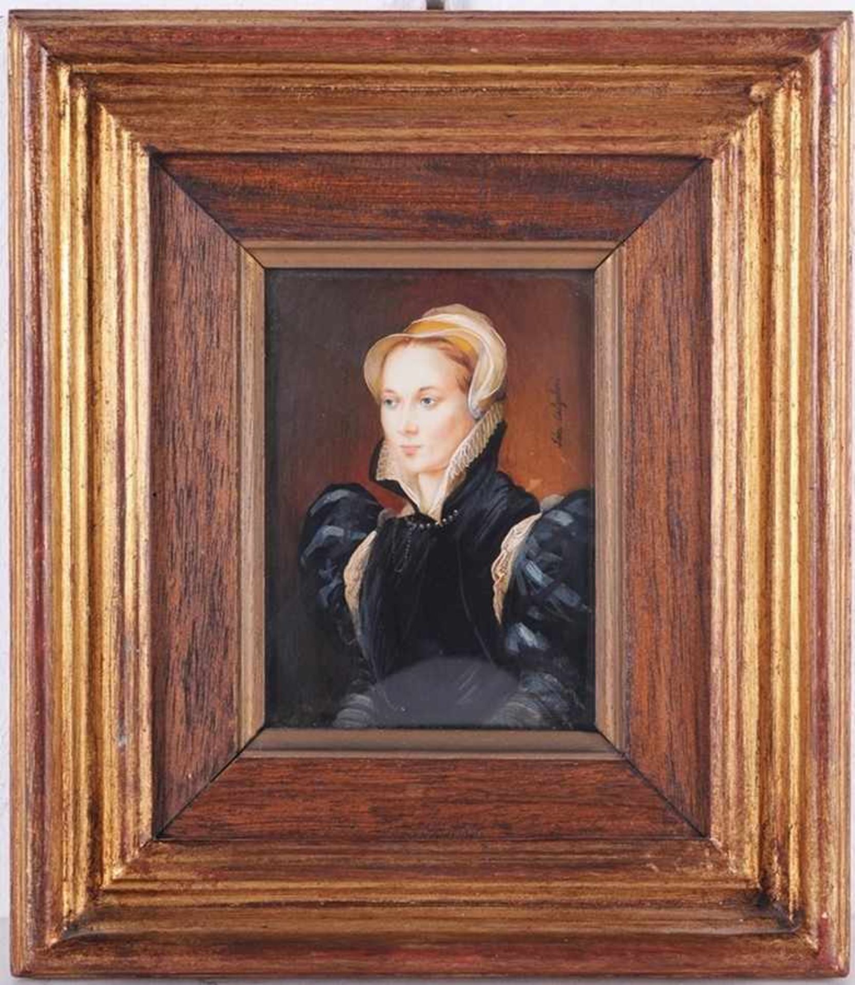 Calzolari, Ida (Florentinische Malerin, geb. 1936) Öl/Elfenbein. Miniaturmalerei. Porträt einer - Image 2 of 2