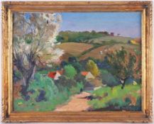 Morchain, Paul (1876 Rochefort-sur-Mer - 1939 Paris) Öl/Karton. Hügelige Landschaft mit