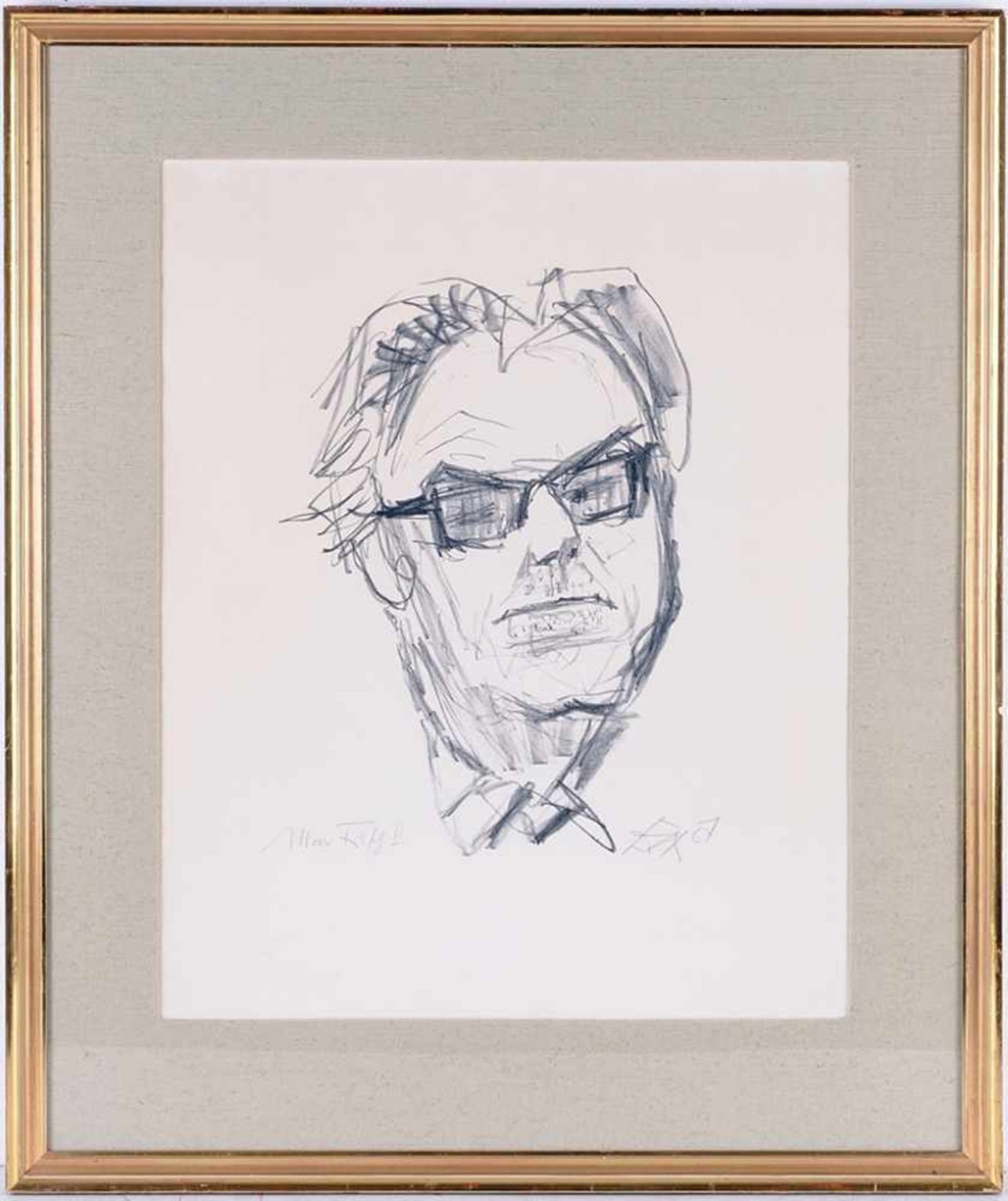 Dix, Otto (1891 Untermhaus/Gera - 1969 Singen am Hohentwiel) Kreidelithographie. "Max Frisch II",