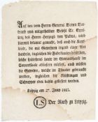 Erlass des Rates zu Leipzig Gedruckter Befehl d. Herzoges v. Padua über zu tätigende