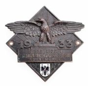 ADAC-Plakette "Strahlenfahrt zum Automobil- und Motorrad-Turnier Swinemünde 1933" Bronze. Auf