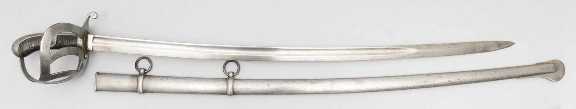 Sächsischer Kavalleriesäbel M 1867. L. gekrümmte u. gekehlte Rückenklinge mit Herstellerstempel u.