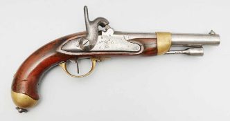Französische Kavalleriepistole M 1822. Lauf im Kaliber 17,7 mm, über Kammer mehrfach gest. u. dat.
