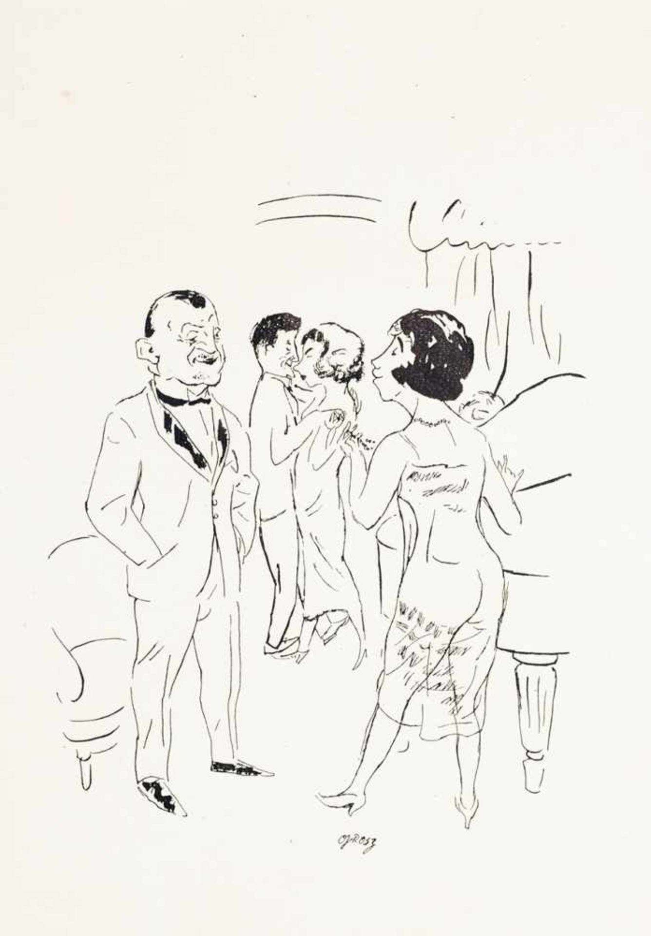 Grosz, Georg (Berlin 1893 - 1959) Lithographie, Faksimile. "Feine Gesellschaft". In der Platte sign.