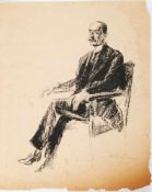 Liebermann, Max Lithographie. Porträt eines im Lehnstuhl sitzenden Herren/ Darstellung des Hamburger