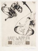 Streller, Carl (1889 London - 1967 Leipzig) Radierung. Exlibris Hans Wappler. Waagbalken mit