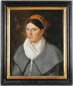 Unbekannt (Deutscher Maler, 1. H. 19. Jh.) Öl/Lwd. Porträt einer jungen Frau mit weißem Halstuch