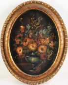 Unbekannt (Französischer? Maler, 1. H. 19. Jh.) Öl/Kupferplatte. Ovale Form. Blumenbukett in