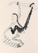 Hegenbarth, Josef Lithographie. Danksagungskarte zum 75. Geburtstag des Künstlers, 1959. An Ast
