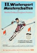 Plakat "II. Wintersport Meisterschaften" Offset. Plakat zur Wintersport-Meisterschaft der Bezirke