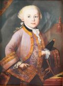 Miniaturbild Öl/Elfenbein. Porträt v. W. A. Mozart, Knabenbild. Nach einem Gemälde im Salzburger