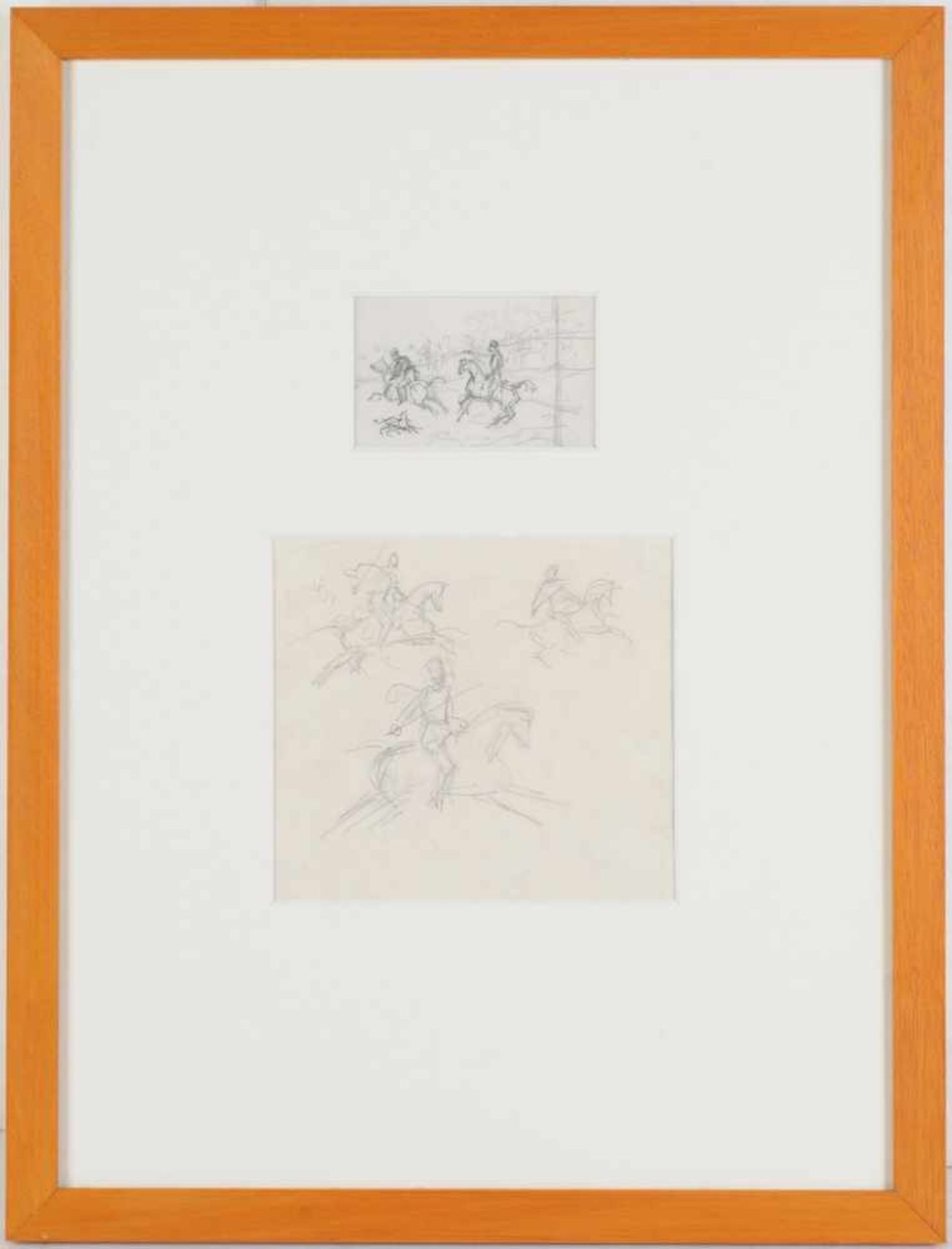 Rayski, Ferdinand von Blei/Papier, unter Passepartout auf Karton montiert. 2 Bl. Studie mit 2 - Bild 2 aus 2
