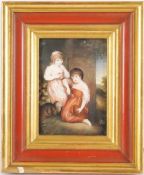 Miniaturbild Öl/Elfenbein. "Hobbinol und Ganderetta". Nach einem Gemälde v. Thomas Gainsborough (
