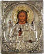Ikone "Christus Pantokrator" Tempera auf Kreidegrund/Holz. Darstellung d. Christus Pantokrator, an