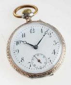 Herren-Taschenuhr 800er Silber, part. vergoldet. Gehäuse mit floralem u. ornamentalem Gravur- bzw.