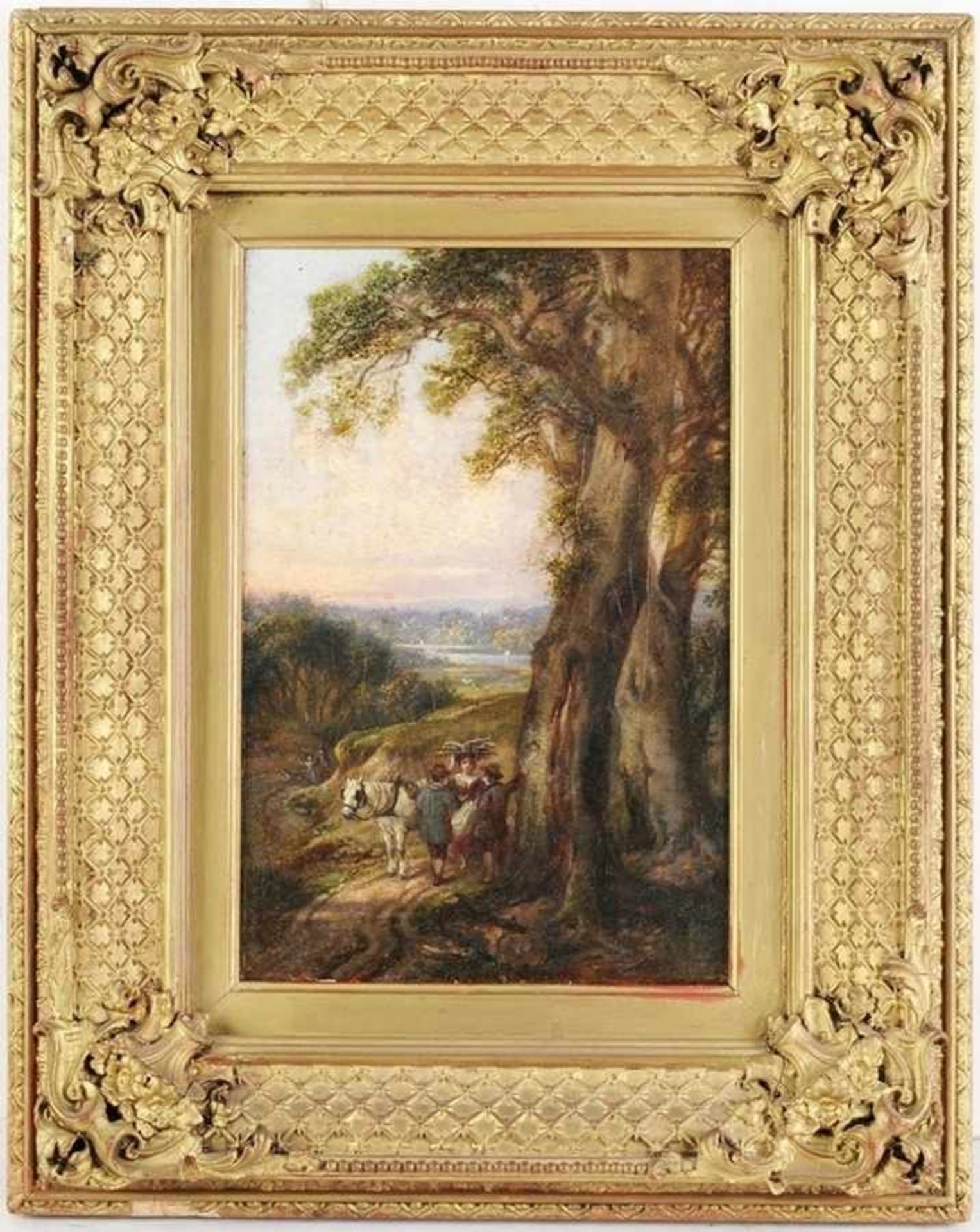 Bendixen, Siegfried Detlev (1786 Kiel - 1864 London) Öl/Lwd. Kleine Landschaft mit Blick in die