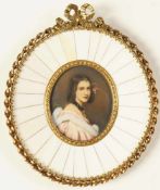 Miniaturbild Öl/Elfenbein. Ovale Form. Porträt d. Lady Jane Erskine. Nach einem Gemälde v. Joseph