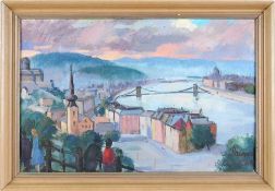 Unbekannt (Ungarischer? Maler, 2. H. 20. Jh.) Öl/Lwd. Ansicht v. Budapest mit der Kettenbrücke