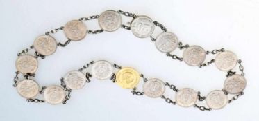 Münz-Collier Zusammengesetzt aus 16 Silbermünzen, 20 Pfennig, Deutsches Kaiserreich 1876,