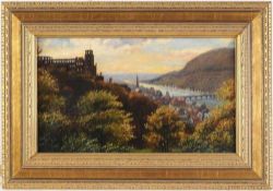 Hoffmann, Heinrich (1859 Kassel - 1933 Heidelberg) Öl/Malpappe. Blick auf Heidelberg mit Schloss