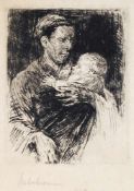 Liebermann, Max Radierung. Mutter mit Kind auf dem Arm. L. u. in Blei sign. WVZ. Schiefler 32 II. 14