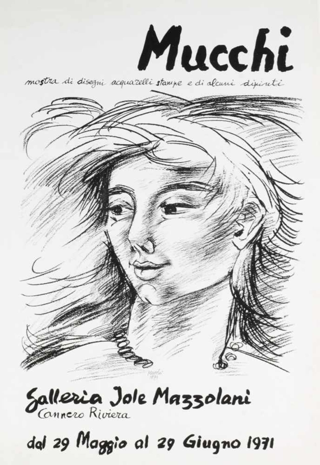 Mucchi, Gabriele (1899 Turin - 2002 Mailand) Lithographie. Plakat zur Personalausstellung in der