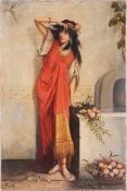 Giuliano, A. (Italienischer Maler, 19. Jh.) Öl/Lwd. Junge Orientalin als Blumenmädchen. R. u.