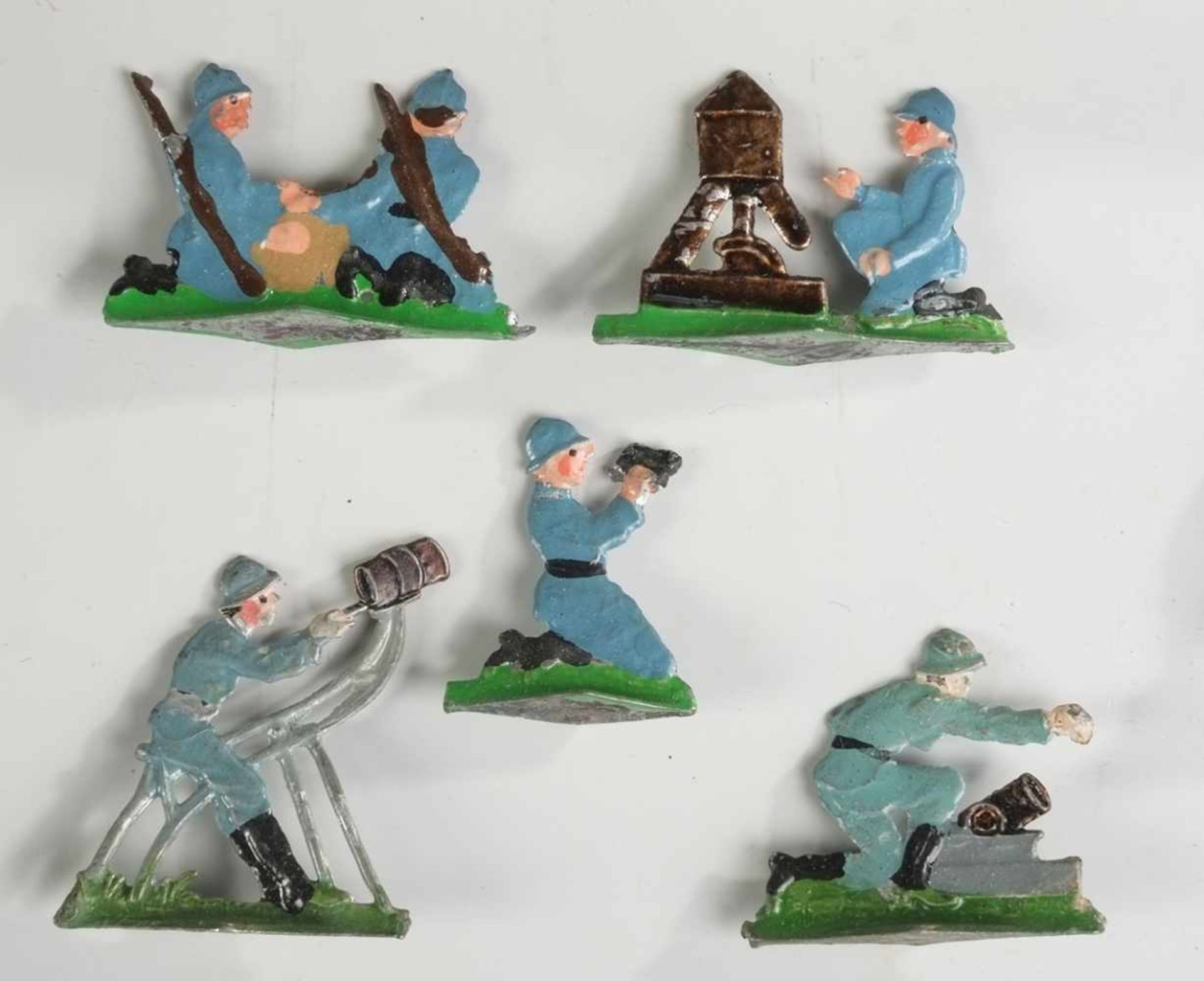 Zinnfigurenkonvolut Frankreich 1. WK58-tlg. Infanterie/ Minenwerfer. Flachfiguren in - Bild 2 aus 2