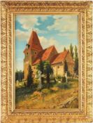 Bössenroth, Carl(Berlin 1863 - 1935) Öl/Lwd. Blick auf den Friedhof u. die romanische Kirche Hohen