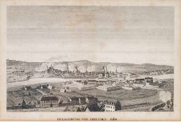 Ansicht "Belagerung von Dresden 1760"Radierung. Darstellung d. Belagerung Dresdens durch die Preußen