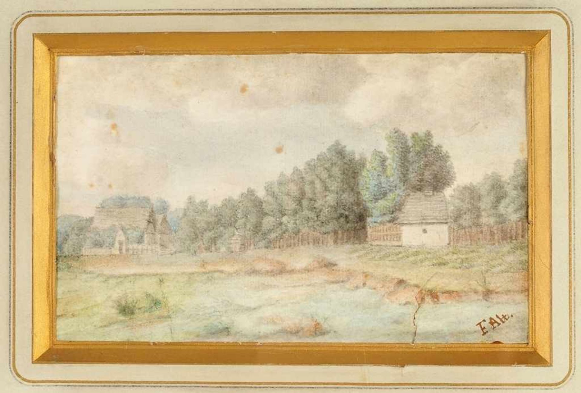 Alt, Franz attr.(Wien 1821 - 1906) Aquarell/Papier. Kleine Uferlandschaft mit bäuerlichen - Bild 2 aus 2