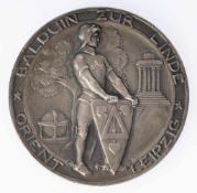 Freimaurer-Medaille der Loge Balduin zur LindeSilbermedaille. Avers Darstellung mit Ritter u. Schild