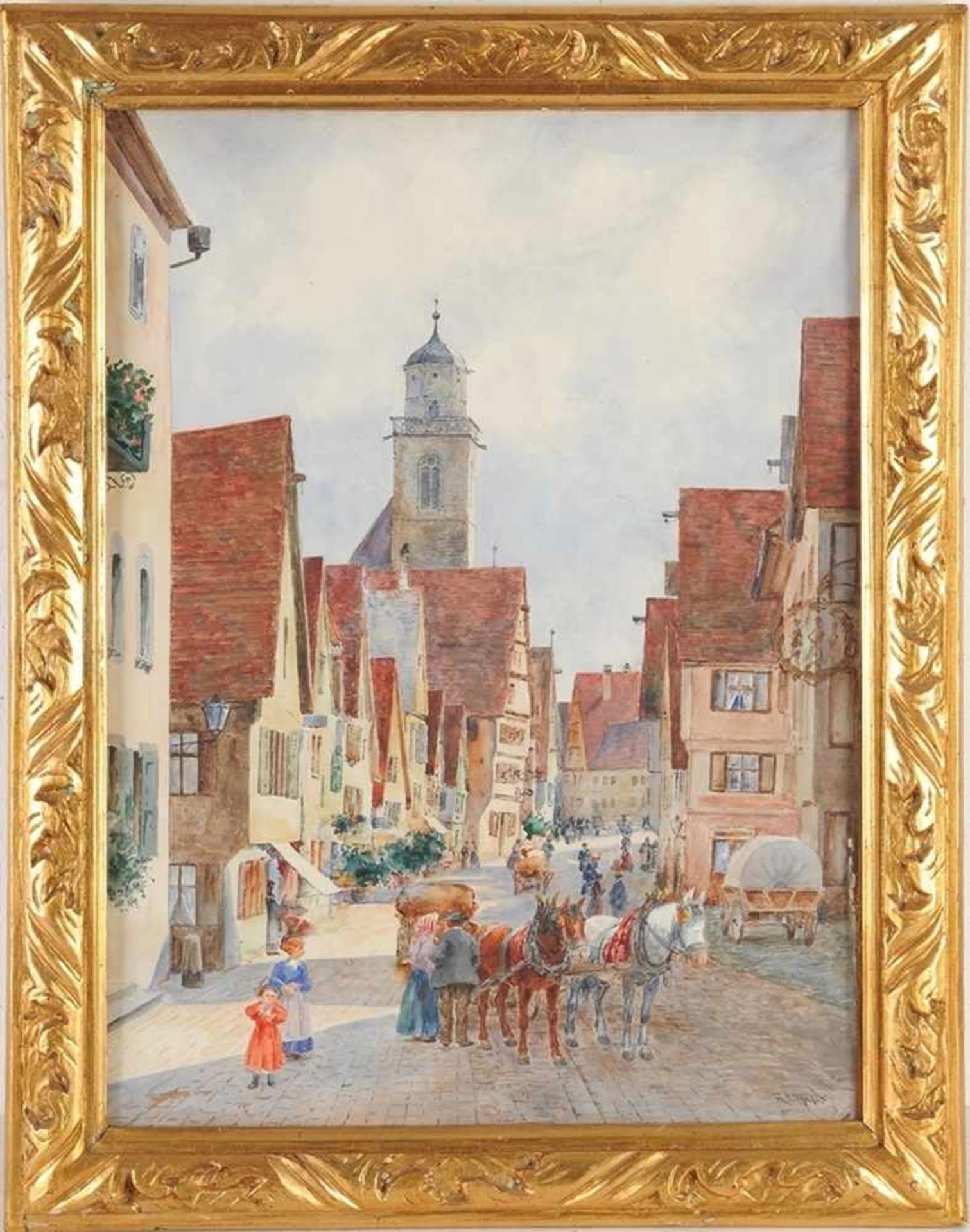 Lipps, Richard(1857 Berlin - 1926 Starnberg) Aquarell/Papier. Straße in der Altstadt v.