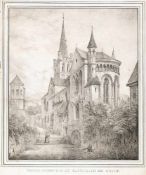 Quaglio, Domenico(1786 München - 1837 Hohenschwangau) Lithographie. "Tempel-Herrn-Hof zu Bacharach