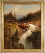 Carmiencke, Dedo(Berlin 1840 - 1907) Öl/Lwd. "Wasserfall aus dem Zemgrund im Zillertal". L. u. sign.