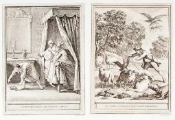 Oudry, Jean Baptiste nach(1686 Paris - 1755 Beauvais) Radierung. 9 Bl. Versch. Illustrationen zu