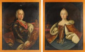 Gille(Deutscher Maler, 18. Jh.) Öl/Lwd. Porträtpaar. Darstellung v. Maria Theresia von Österreich (