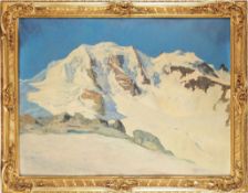 Herzing, Hanns(Dresden 1890 - 1971) Öl/Sperrholz. "Piz Palu", winterliche Hochgebirgslandschaft.