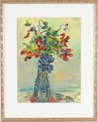 Bloot, Jenny deÖl/Lwd. Stillleben mit Blumen in schmaler Vase. R. u. sign. 39 x 29 cm. Unter Glas