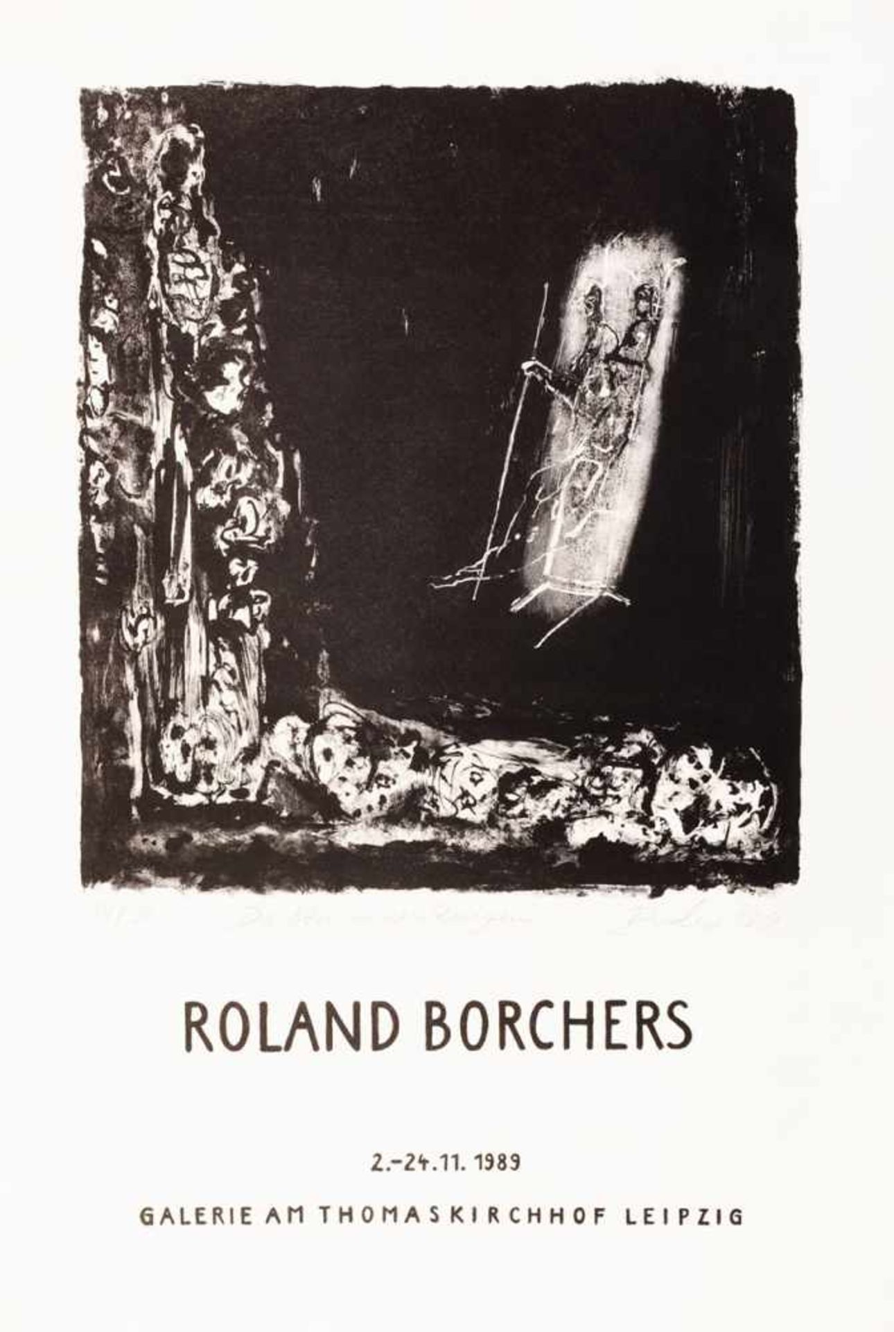 Borchers, Roland(geb. 1958 in Leipzig, tätig ebd.) Lithographie. "Die stummen Zeugen".