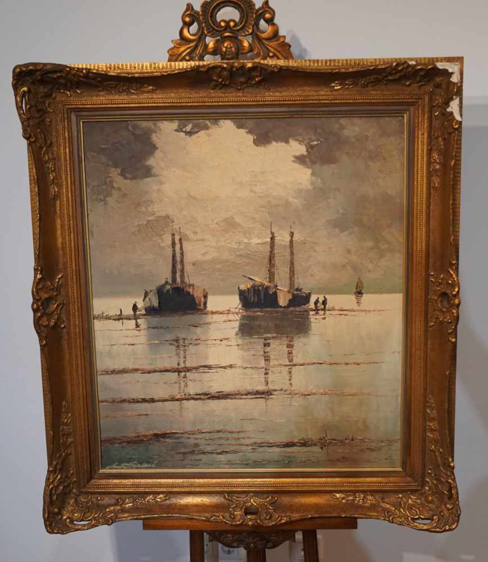 Georg Arnold-Graboné „Zwei Segelboote bei Ebbe“ „Zwei Segelboote bei Ebbe“, Georg Arnold-Graboné ( - Bild 3 aus 3