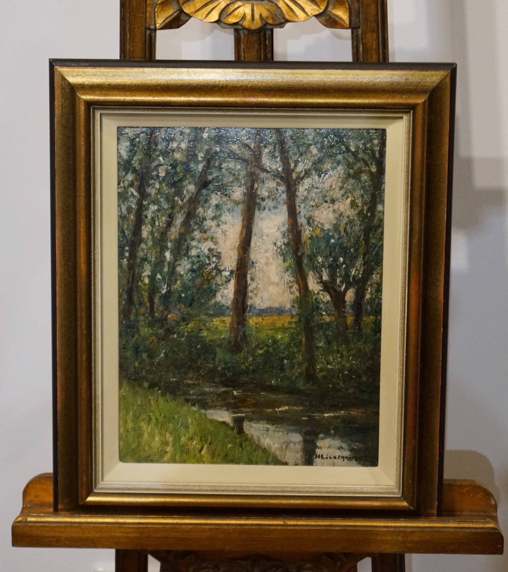 "Bachlauf an einem Wald" Helmuth Liesegang (1858-1945), Höhe 35,4 cm x Breite 27,5 cm o.R., Bild