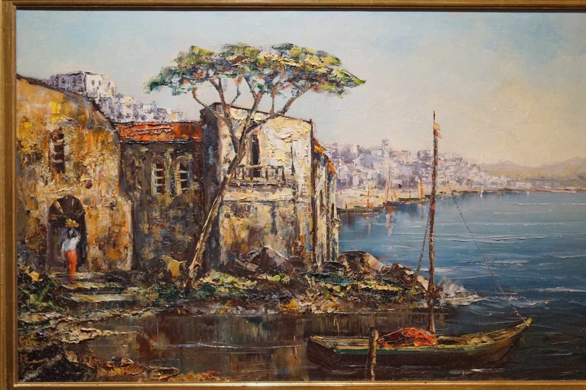 Italienische Küstenansicht Cav. Friedrich Karl Thauer (1924-2009), Öl auf Leinwand, signiert, - Bild 2 aus 3