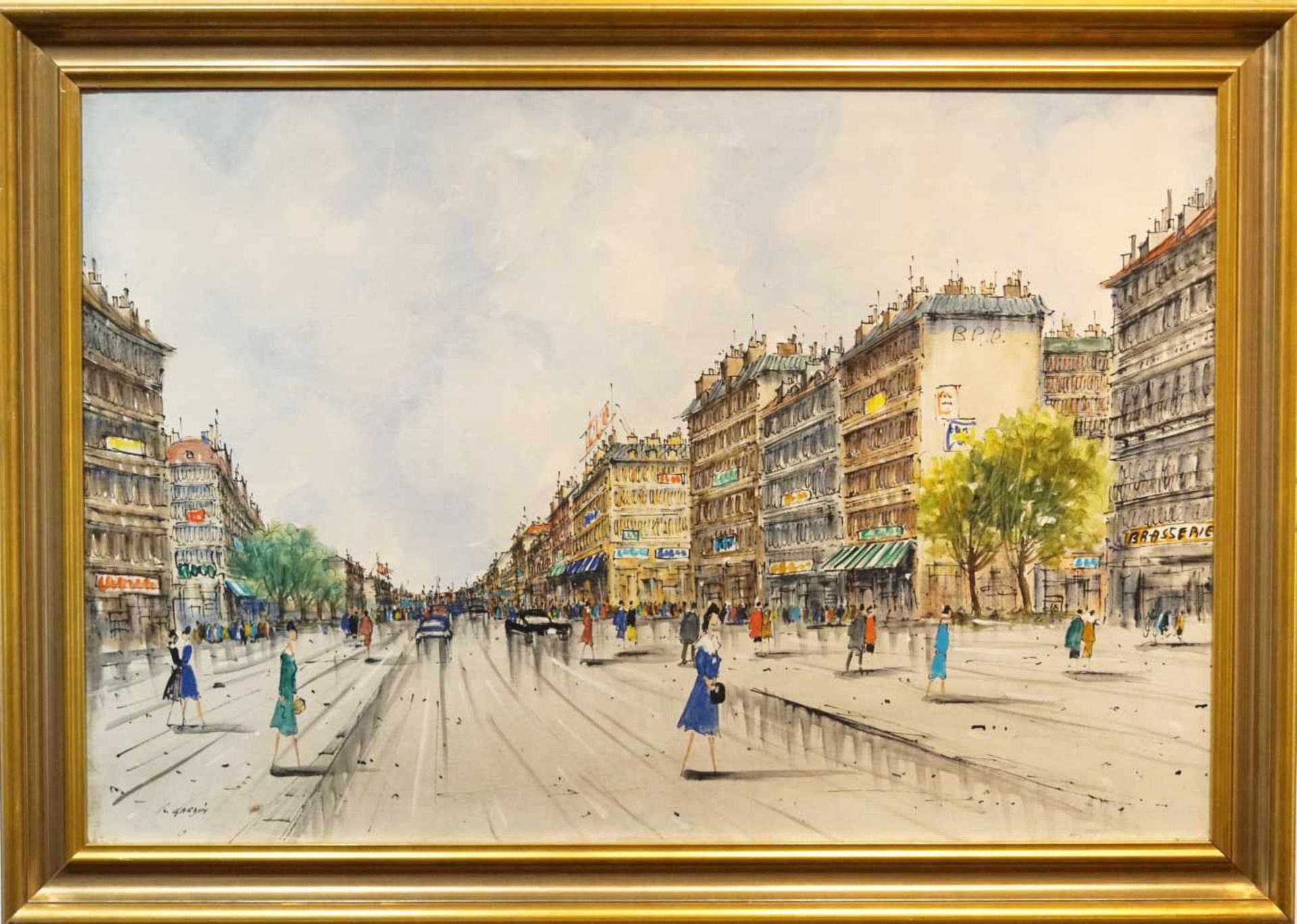 Pariser StraßenszeneÖl auf Leinwand, André Gardin (1918 - 1959), Höhe 73,5 cm x Breite 103,5 cm, 3