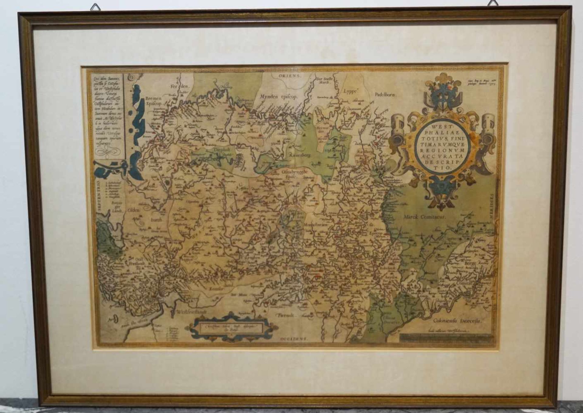 Historische Landkarten v. Westfalen u. Gelderland Niederlande, gerahmt, Maße der Karte von